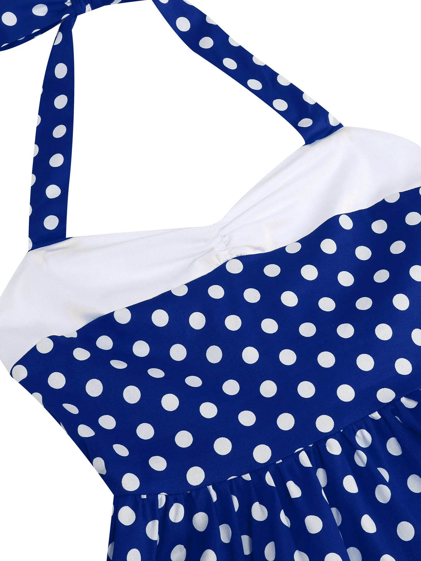 Polka Dot Halter Midi Dress with Contrast Bodice