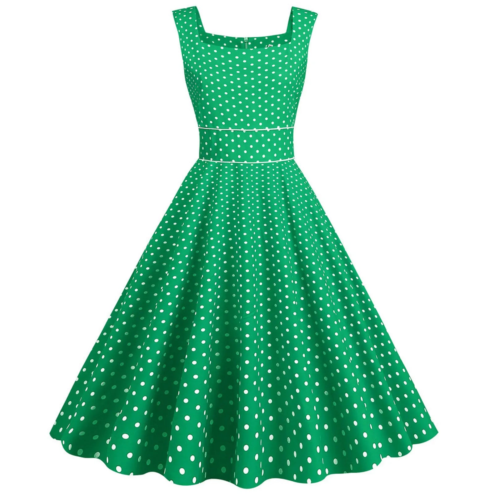 Sleeveless Polka Dot Fit and Flare Midi Dress