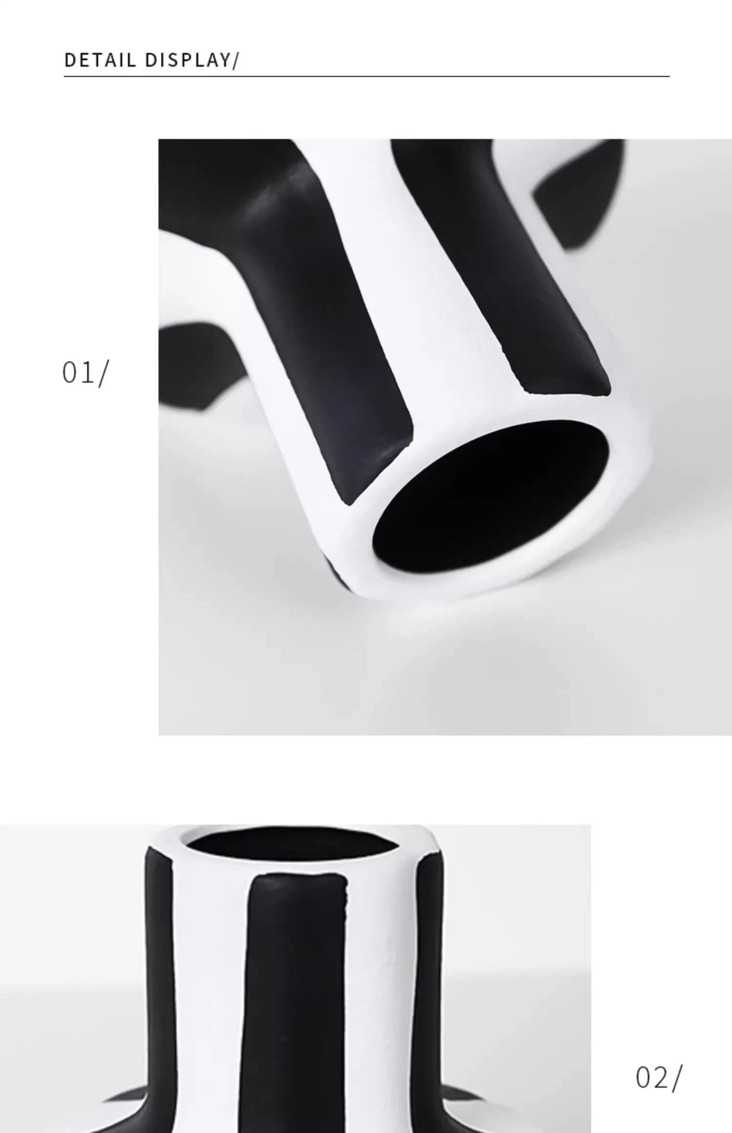 Art Deco Black & White Striped Geometric Vase