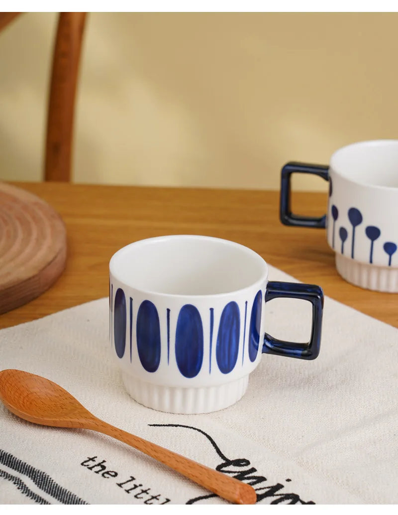 Gilded Era Polka Dot Ceramic Coffee Cup & Saucer Set