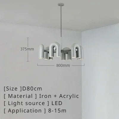 Retro Macaron U-Shape LED Pendant Chandelier