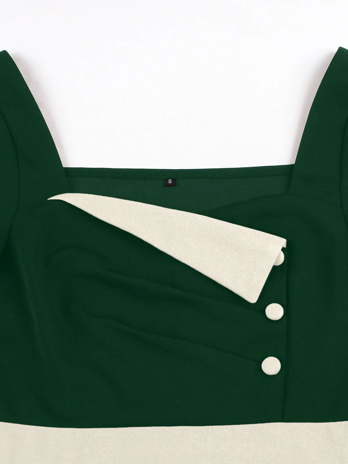 Contrast Lapel Button Detail Fit & Flare Dress