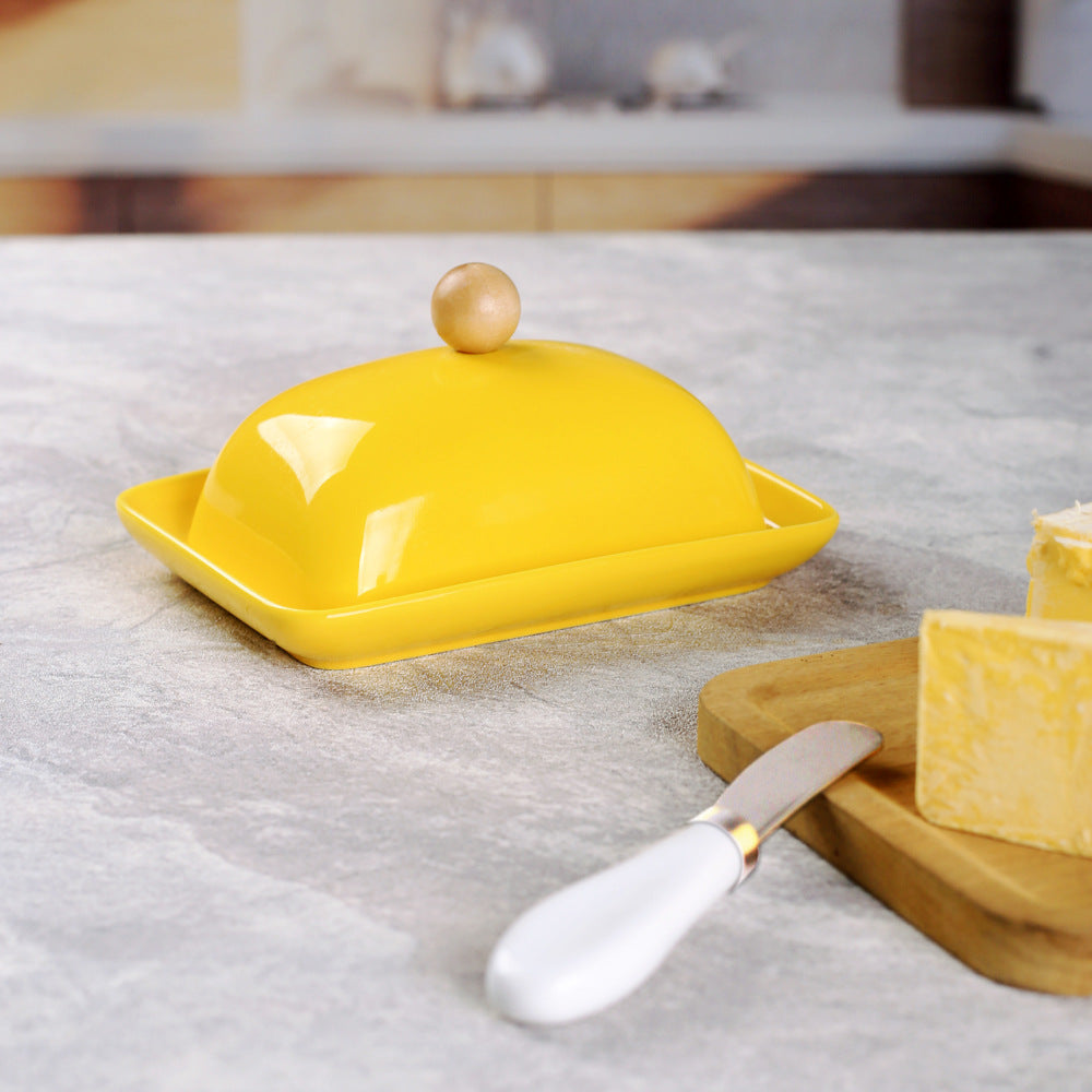 Country Kitchen Sealed Ceramic Butter Dish & Slicer Knife