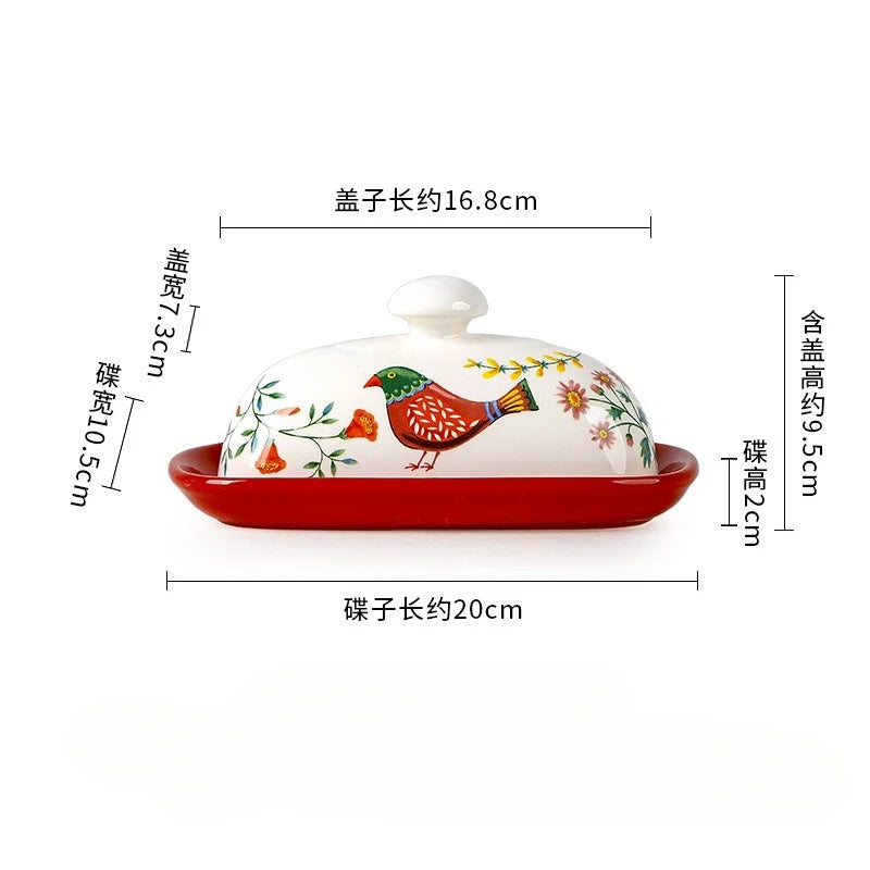 "Country Kitchen" Floral Ceramic Sealed Butter Dish