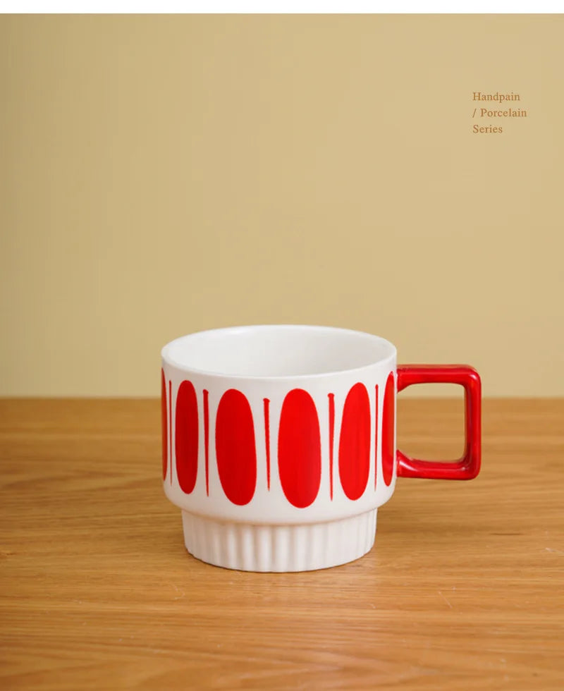 Gilded Era Polka Dot Ceramic Coffee Cup & Saucer Set