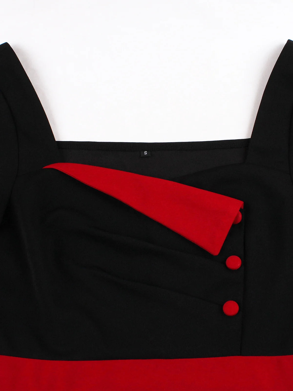 Contrast Lapel Button Detail Fit & Flare Dress