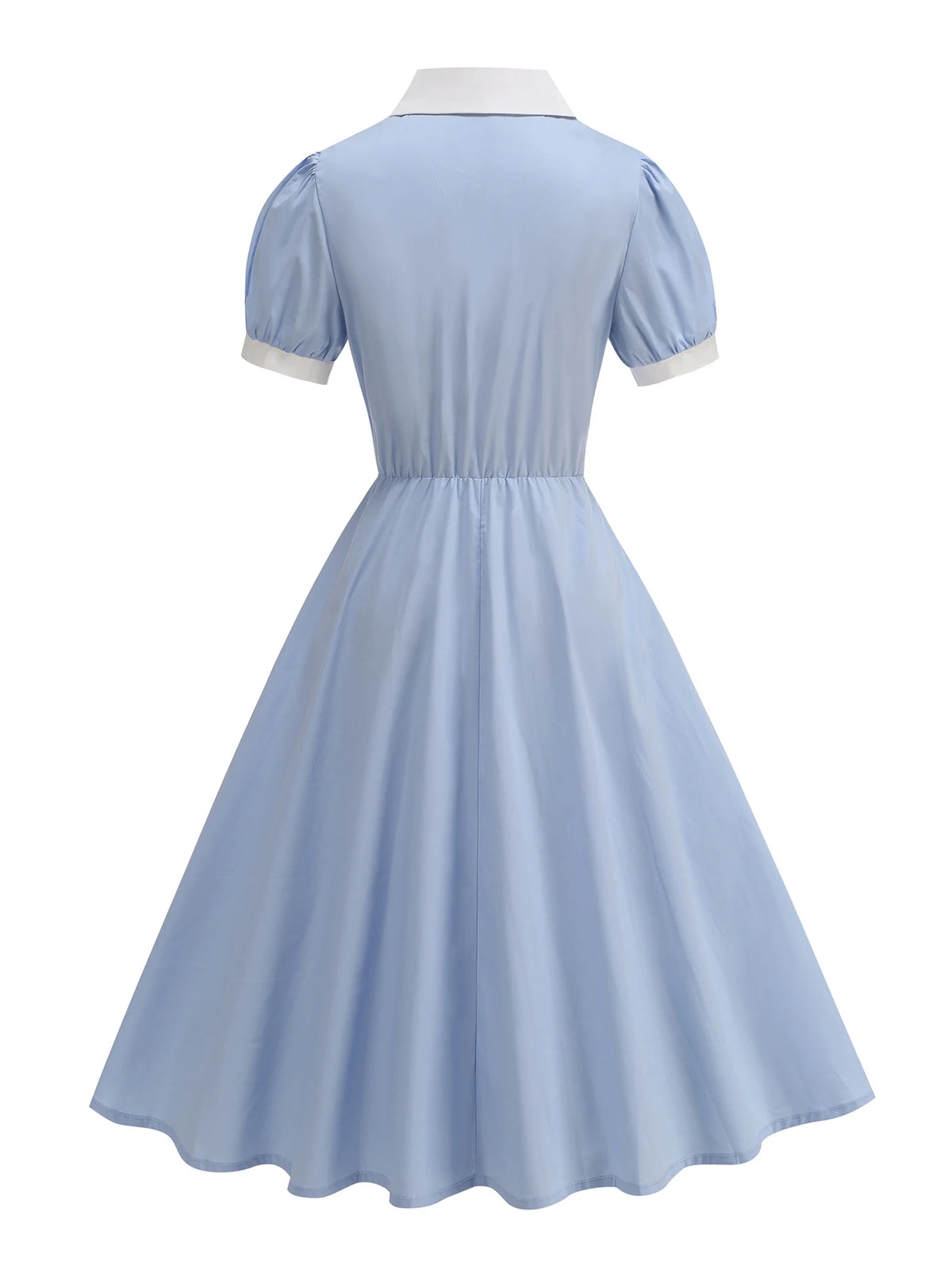 Lace Trim Contrast Collar Fit & Flare Dress