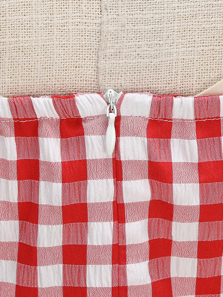 Gingham Halter Full Skirt Dress