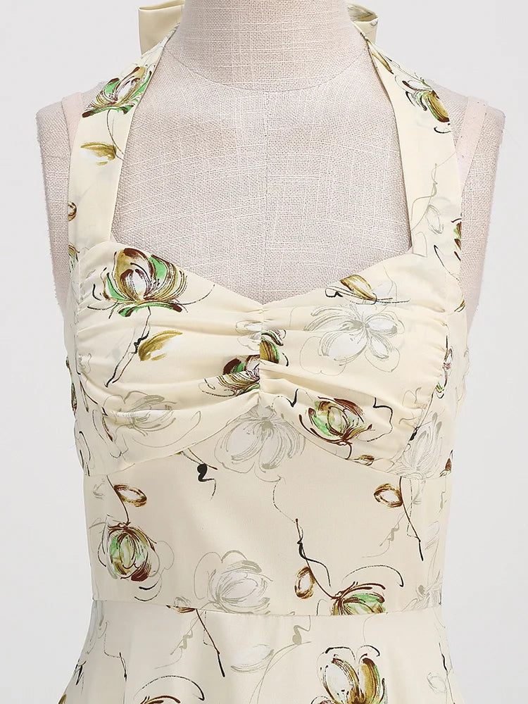 Floral Halter Fit & Flare Dress