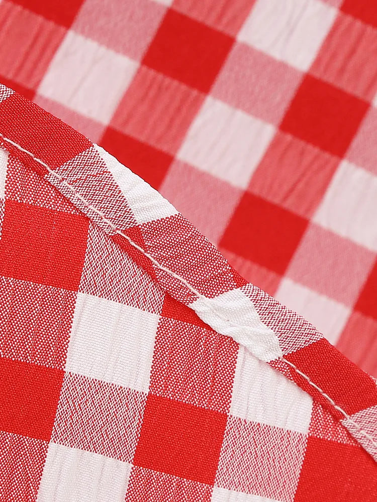 Gingham Halter Full Skirt Dress