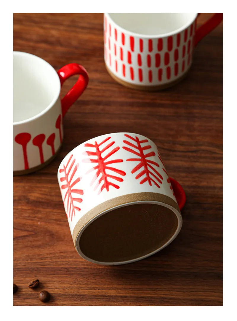 Retro Boho Painted Pattern Porcelain Stacking Mug