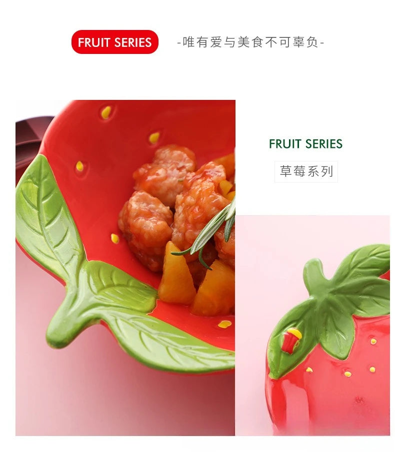 Retro Strawberry Fields Ceramic Dessert & Dipping Dish