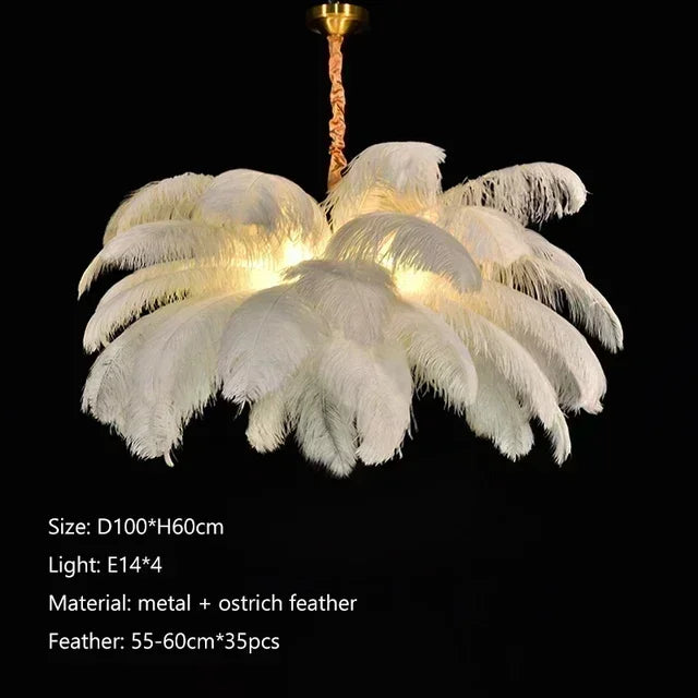 Classic Las Vegas Showgirl Ostrich Feather Chandelier