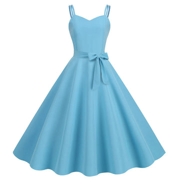 Sweetheart Neck Strappy Midi Dress with Waist Tie