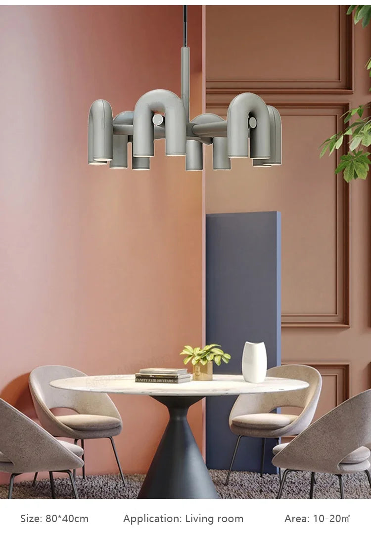 Retro Macaron U-Shape LED Pendant Chandelier