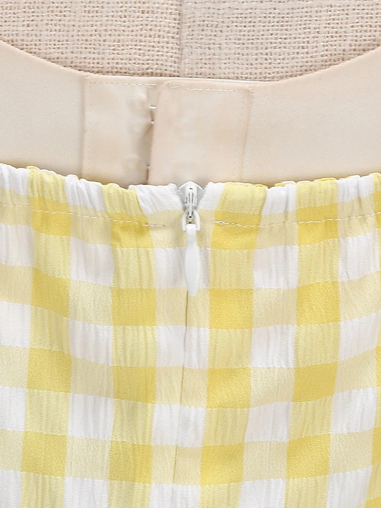 Gingham Halter Full Skirt Dress