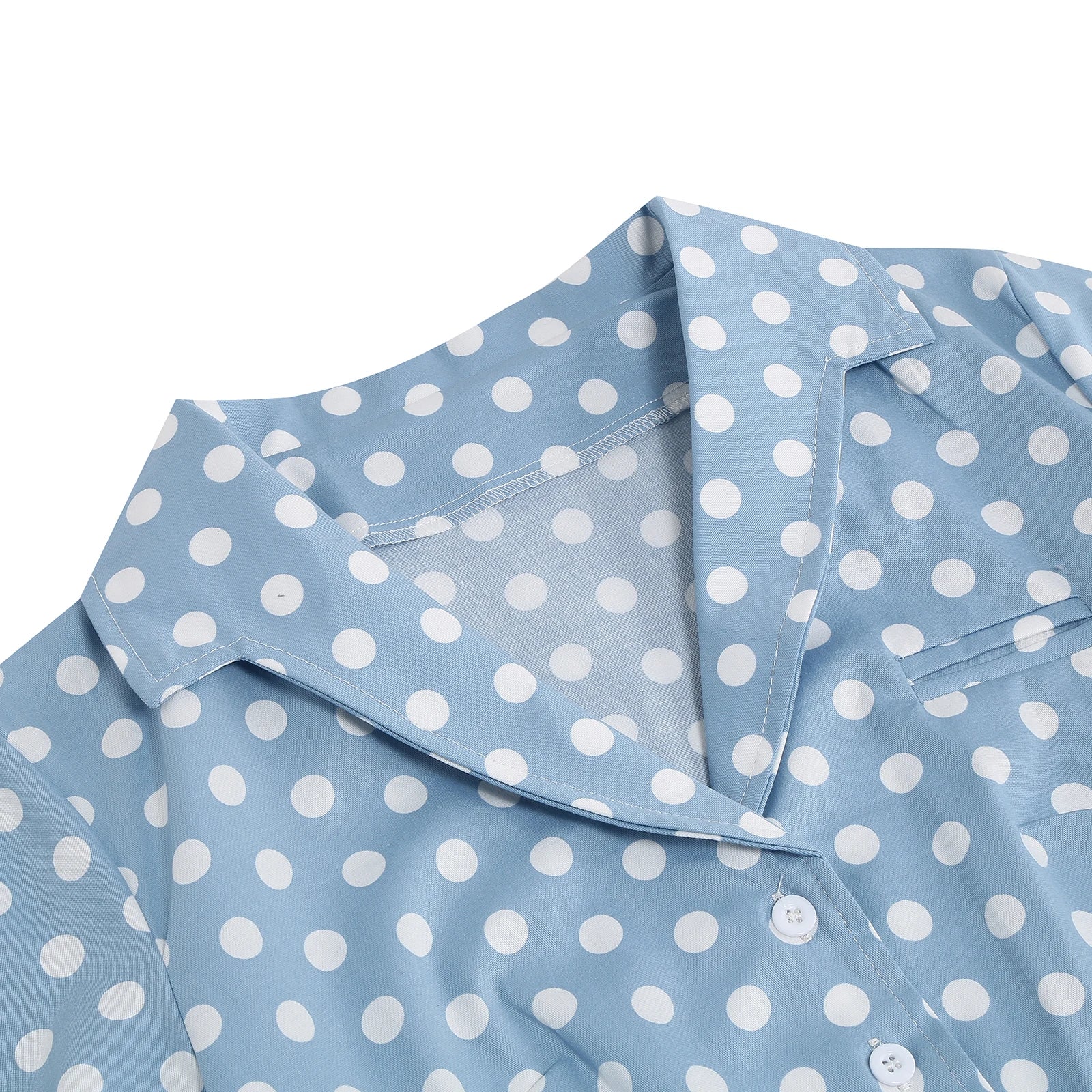 Women Vintage Polka Dots Dress Retro Elegant V-Neck Office Cocktail Tea Party 1950s 40s Swing Dress Summer Dress Short Sleeves