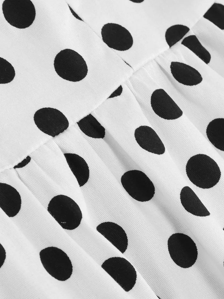 Sleeveless Polka Dot Button Front Midi Dress
