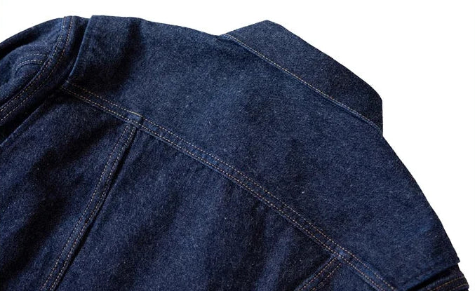 Denim Workwear Jacket with Zip Front and Snap Pockets