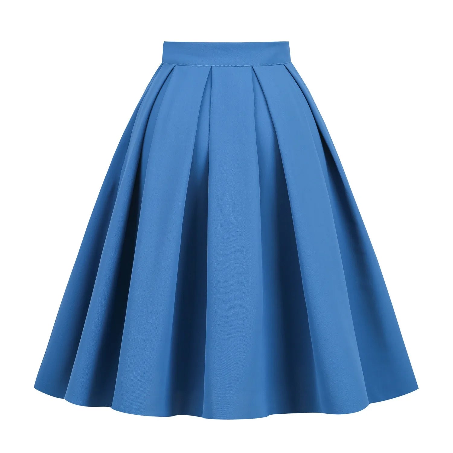 High Waist Pleated A Line Midi Skirt