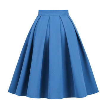 High Waist Pleated A Line Midi Skirt