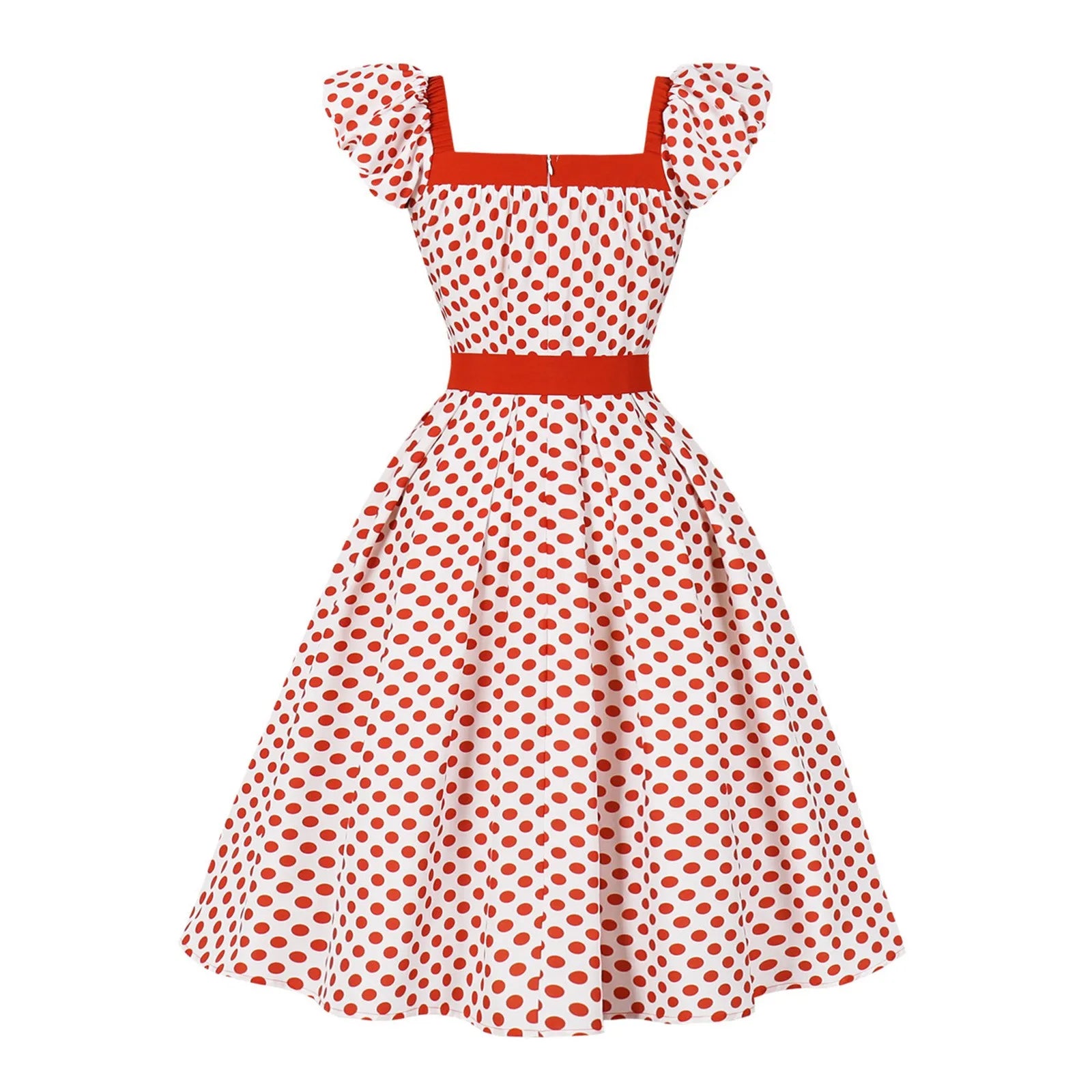 Vintage Dress Kawaii Vintage Swing A Line Casual Dress for Summer Polka Dot Print Patchwork Elegant Office Wear Holiday Dress