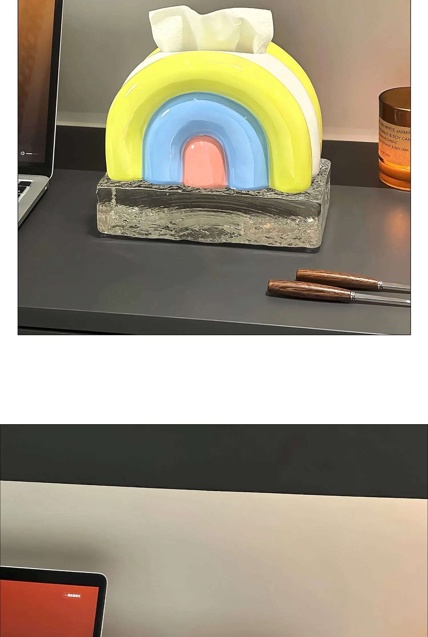 Retro Pop Ceramic Rainbow Tissue Box Cover