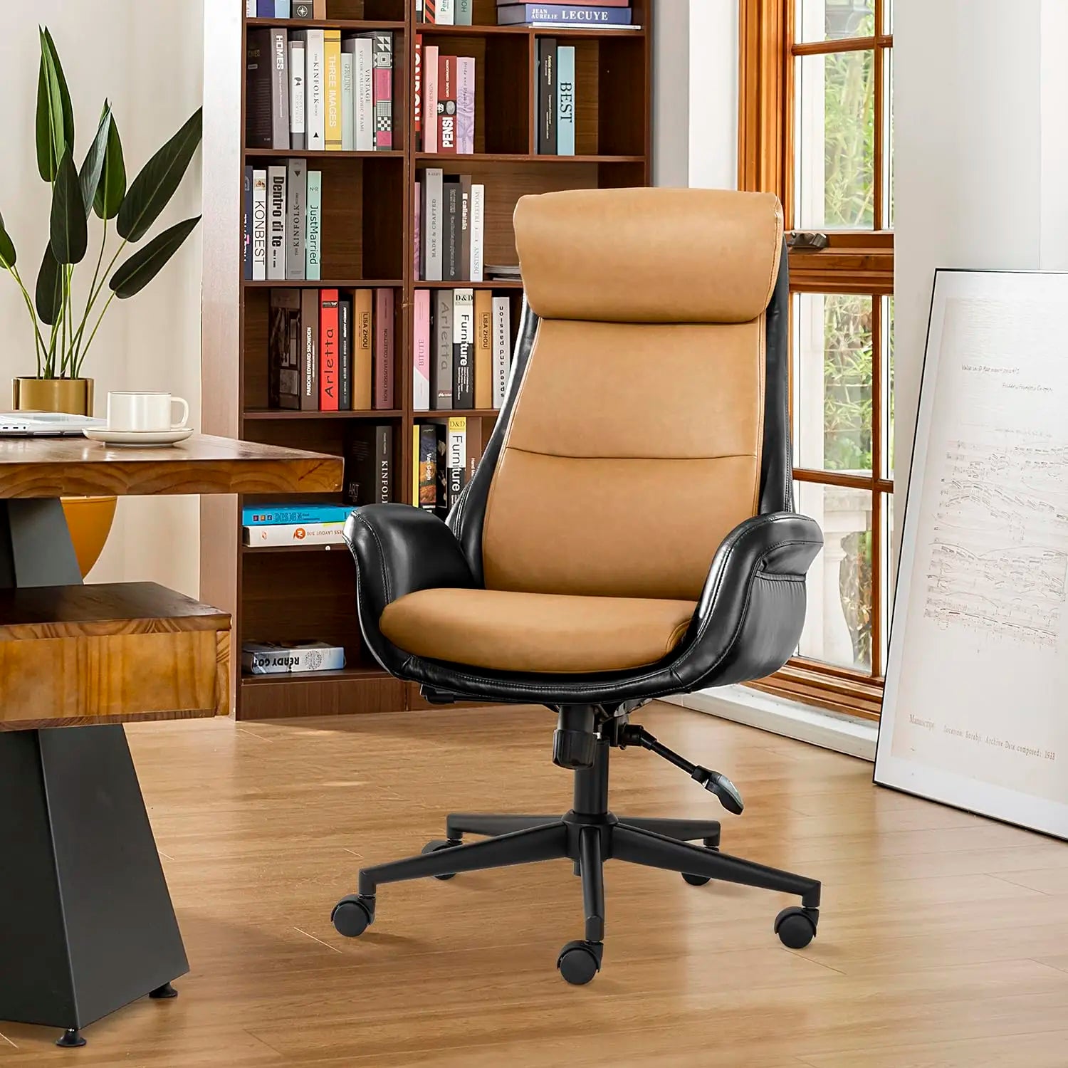 Leather Adjustable High-Back Office Chair