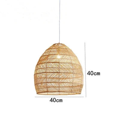 Chinese Creative Hand-Woven Rattan Art LED Pendant Lamp - Retro Decorative Lighting for Restaurants, Hotels, Study Rooms, Hallways, and Rural Decor