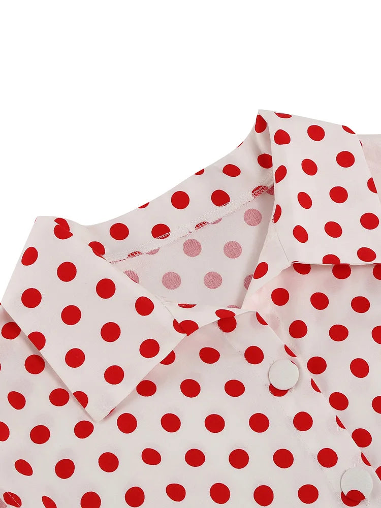 Sleeveless Polka Dot Button Front Midi Dress