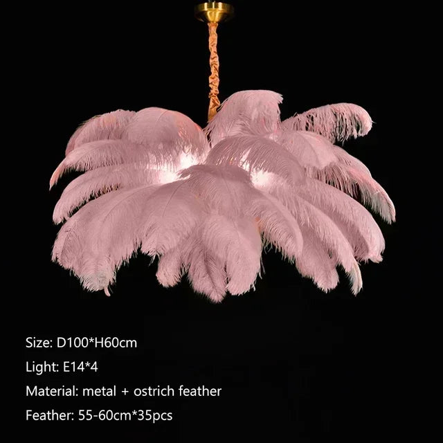 Classic Las Vegas Showgirl Ostrich Feather Chandelier