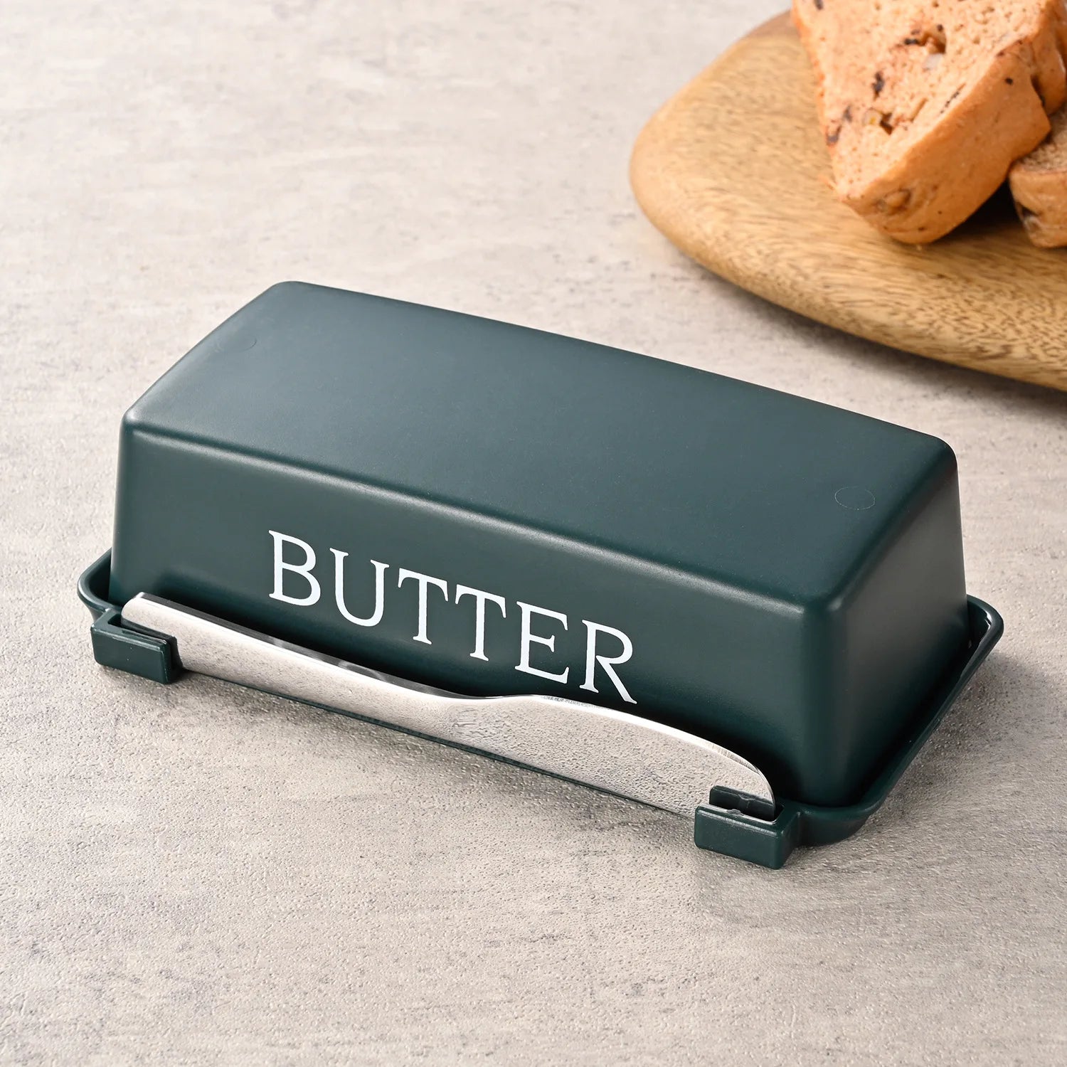 Retro Bistro Sealed Butter Box & Built-In Slicer Knife