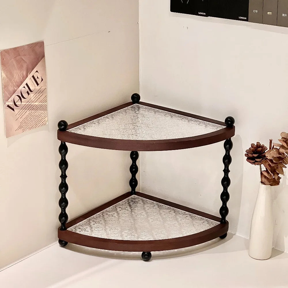 Mid-Century Executive Wooden Double-Tier Desktop Storage Rack