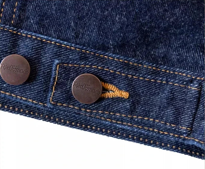 Denim Workwear Jacket with Zip Front and Snap Pockets