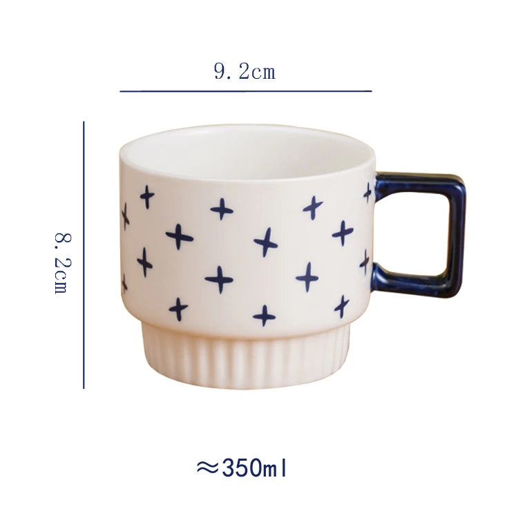 Gilded Era Polka Dot Ceramic Coffee Cup & Saucer Set