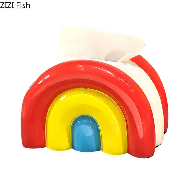 Retro Pop Ceramic Rainbow Tissue Box Cover