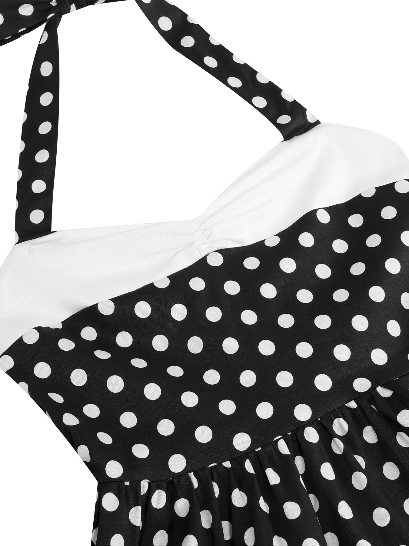 Polka Dot Halter Midi Dress with Contrast Bodice