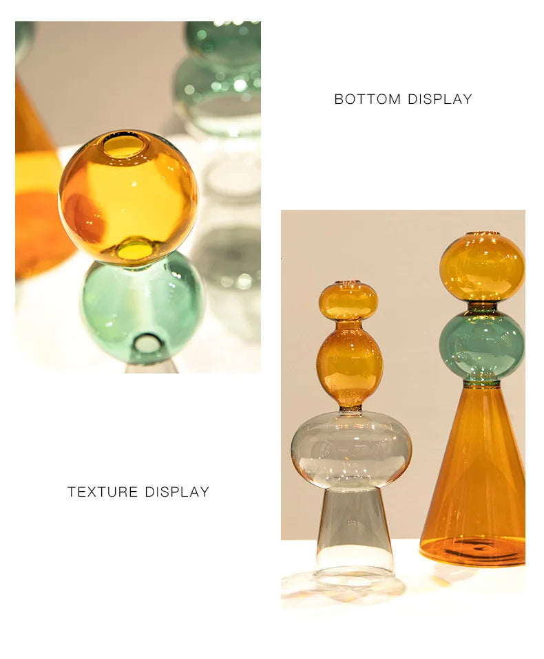 Art Deco Pastel Transparent Glass Vase