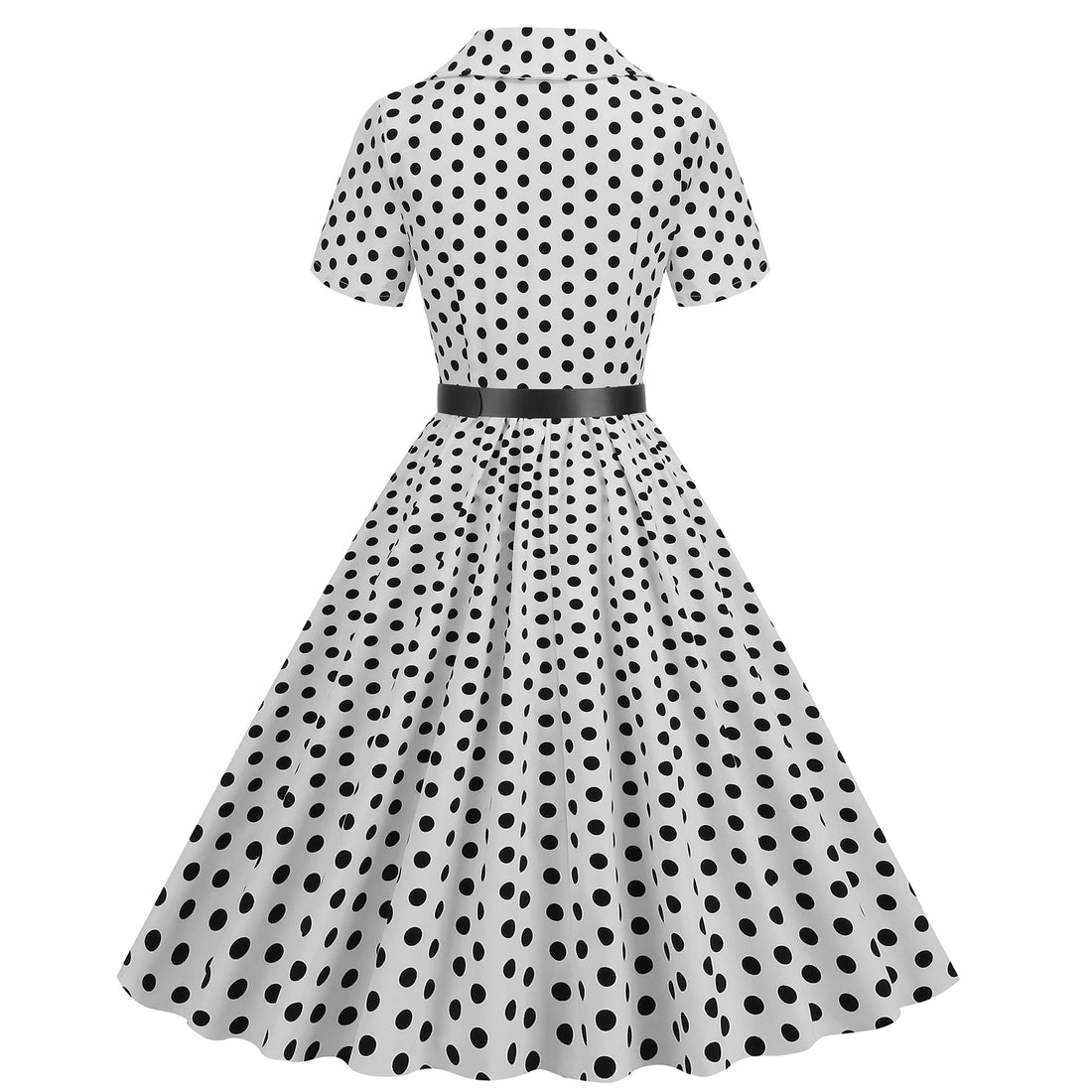 Women Vintage Polka Dots Dress Retro Elegant V-Neck Office Cocktail Tea Party 1950s 40s Swing Dress Summer Dress Short Sleeves