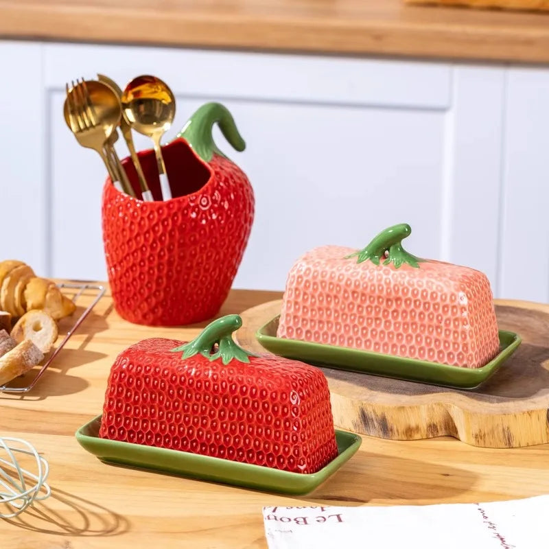 "Sweet Berry" Ceramic Multi-Use Butter & Small Plates Set