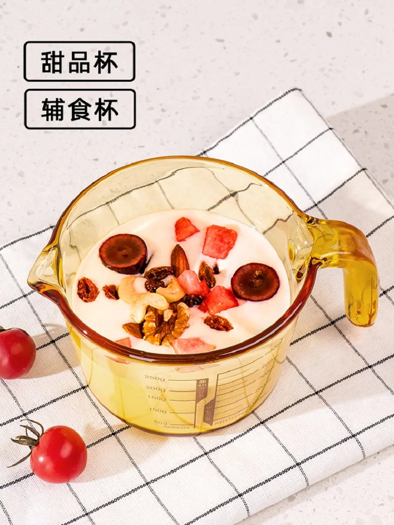 Retro Amber Borosilicate Glass Measuring & Baking Cup (500ml)