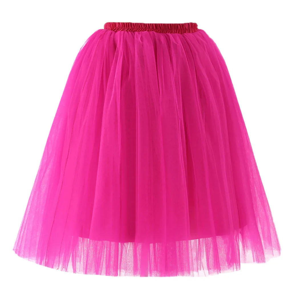High Waist Tulle A Line Midi Skirt