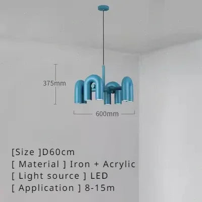 Retro Macaron U-Shape LED Pendant Chandelier