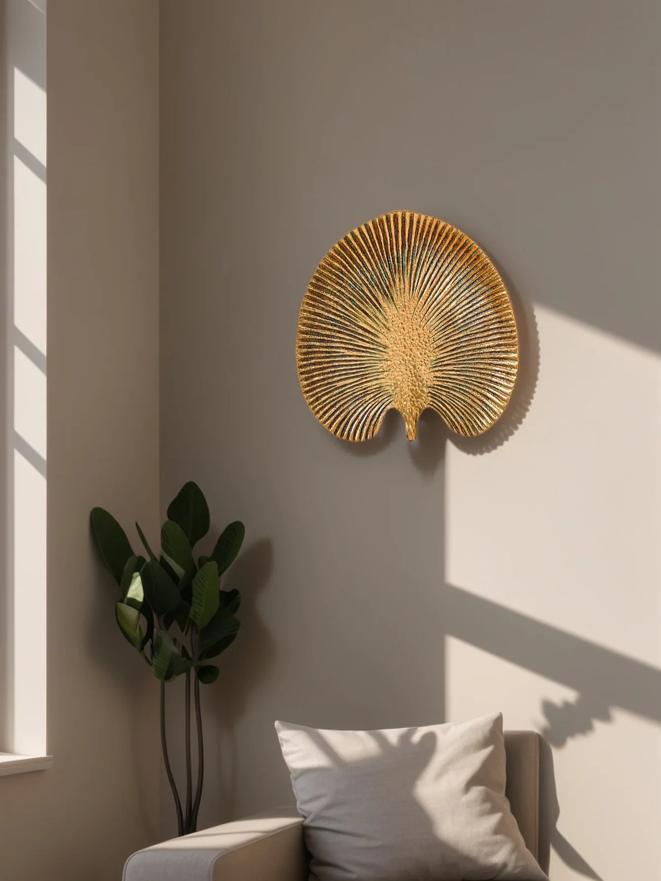 Hollywood Regency Golden Ginkgo Leaf Wall Art