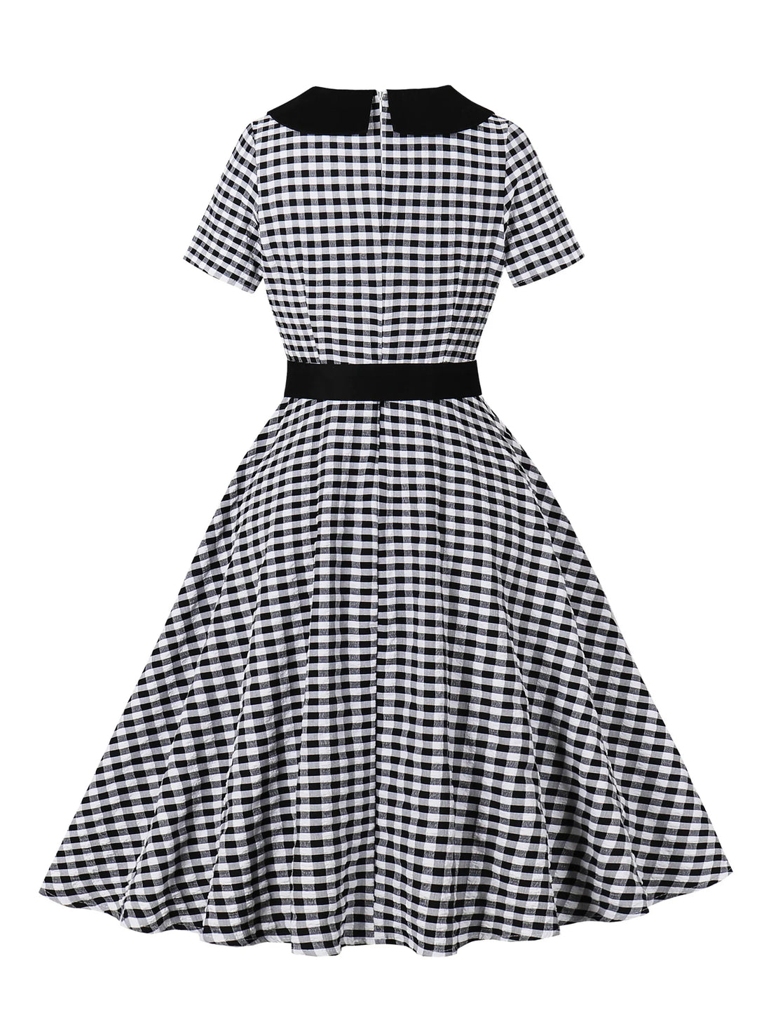 Gingham Collared Belted Midi Dress