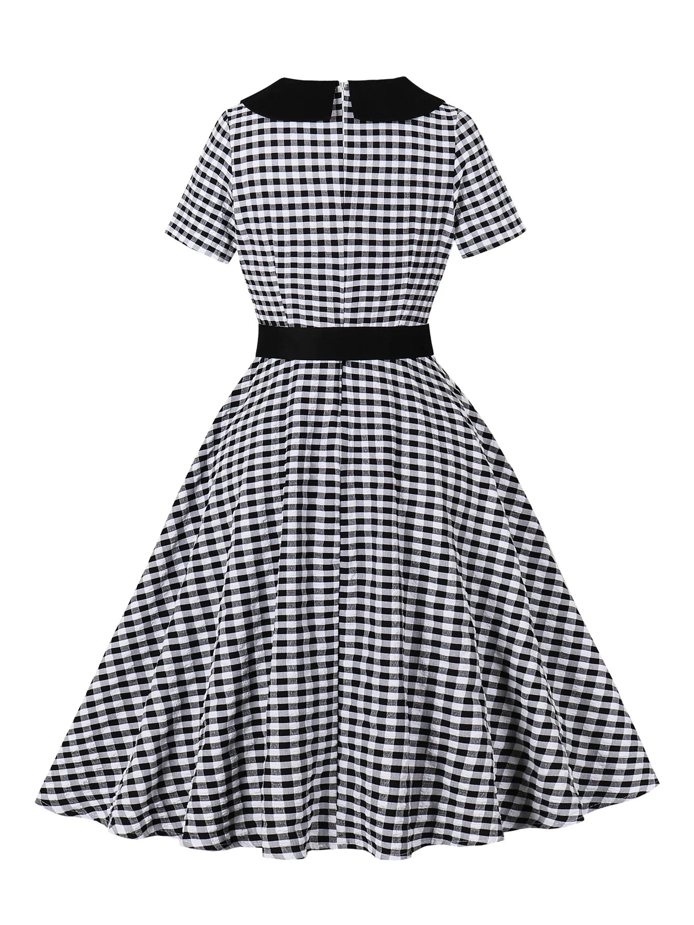 Gingham Collared Belted Midi Dress