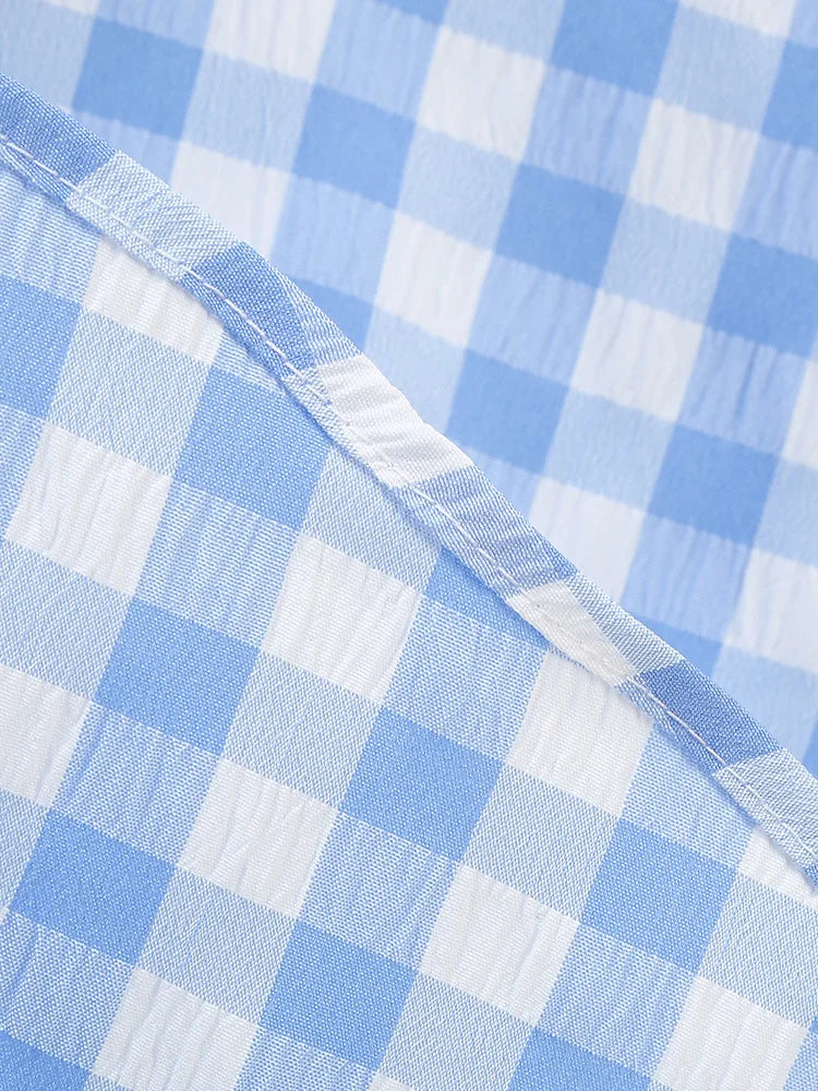 Gingham Halter Full Skirt Dress
