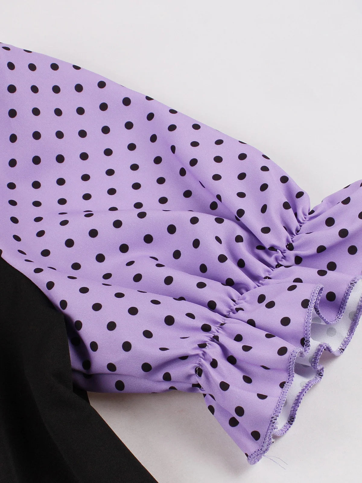 Polka Dot Contrast Panel Midi Dress with Belt