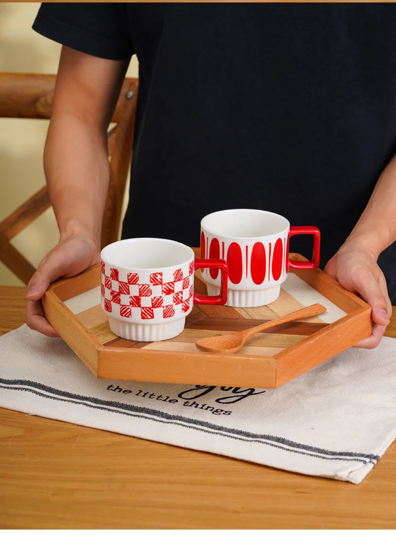 Gilded Era Polka Dot Ceramic Coffee Cup & Saucer Set
