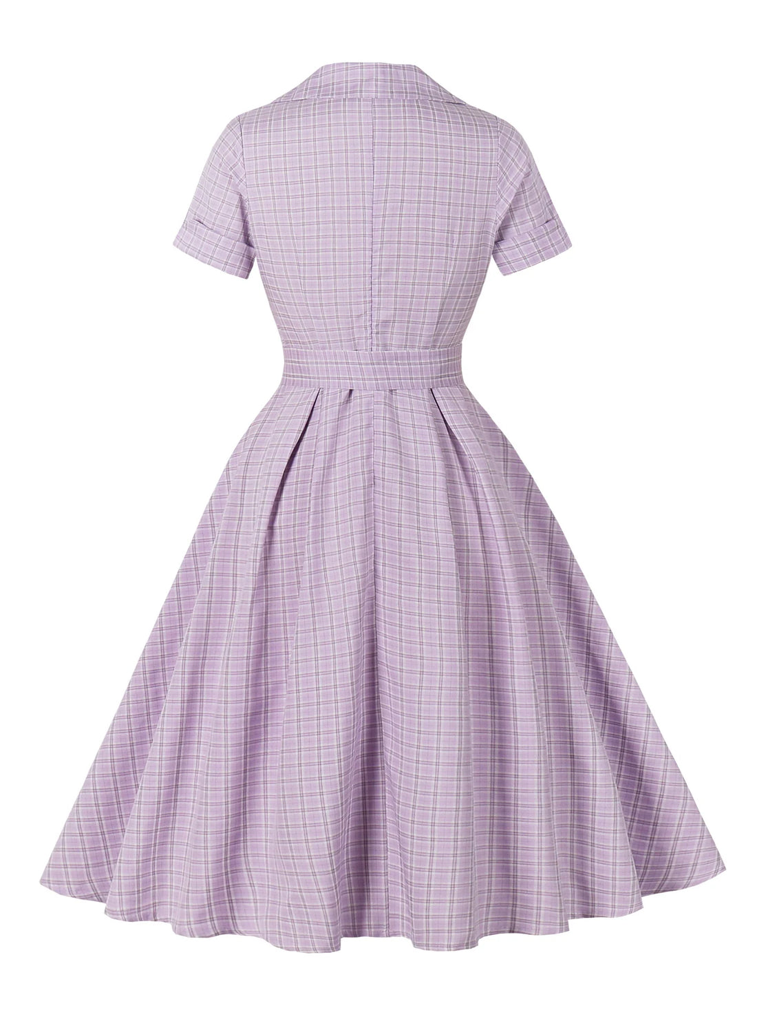 Plaid Square Neck Belted Midi Dress